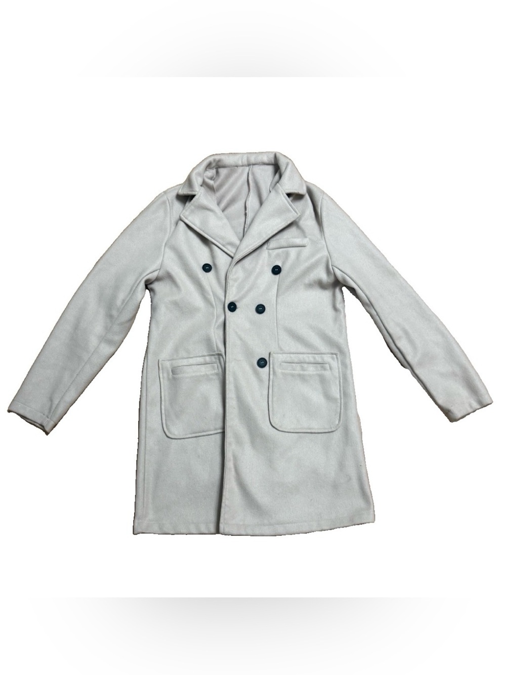 Men's  Double-Breasted Light Gray Pea Coat